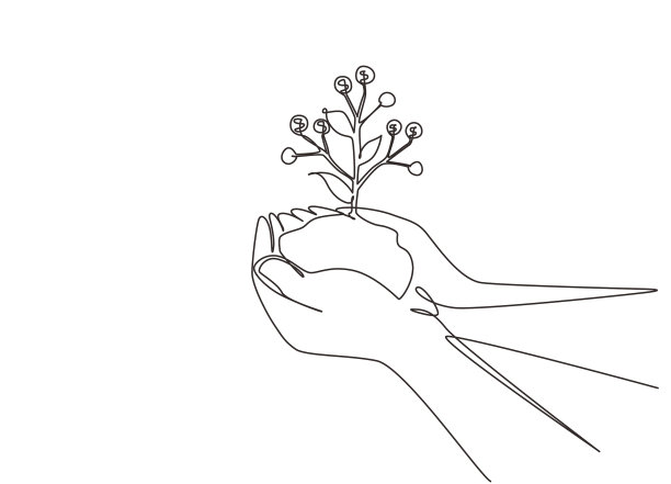 单线连续画着农民的双手图片下载