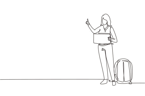 单线画女人带着行李图片下载