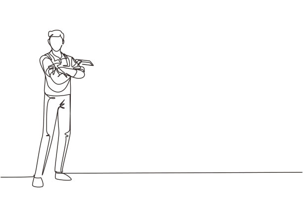 连续单线绘制清洁工人图片下载