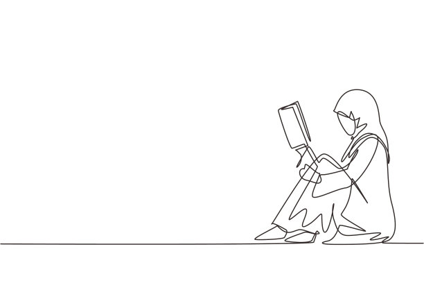 单线连续画年轻的阿拉伯人图片下载