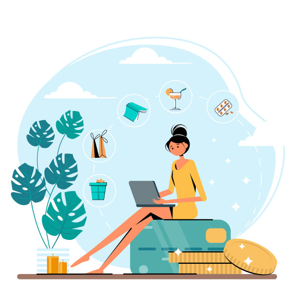 网上购物理念与女性和信用卡图片下载