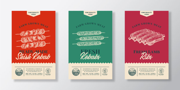 肉类抽象包装标签设计集图片下载