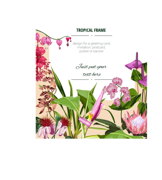 植物垂直横幅与热带花卉图片下载