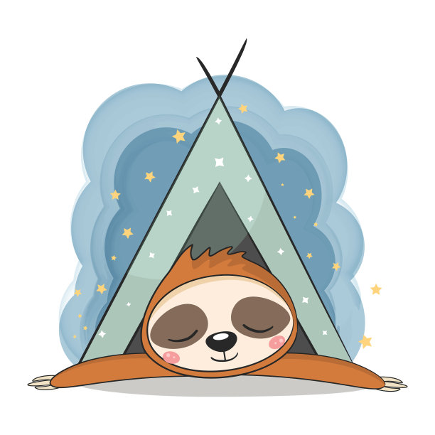 可爱的树懒宝宝在星空下睡觉图片下载