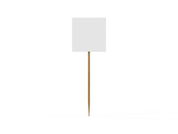 空白装饰顶部旗帜的品牌和推广，木棒旗模型上孤立的白色背景，3d渲染插图图片下载