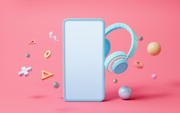 耳机和手机，3d渲染。图片下载