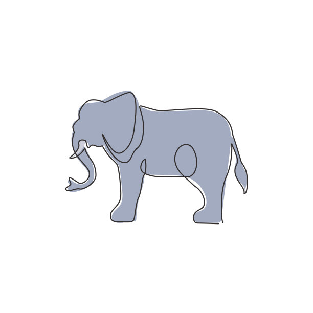 一幅连续画的可爱的大大象图片下载