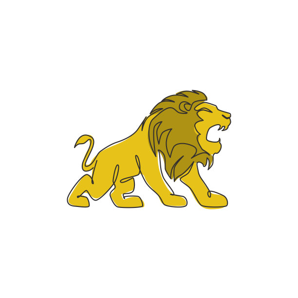 一幅连续的丛林之王的线条画图片下载