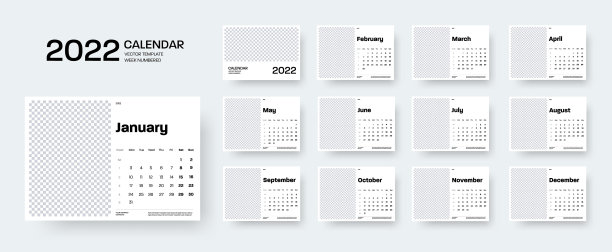 2022年的日历模板，照片的位置图片下载