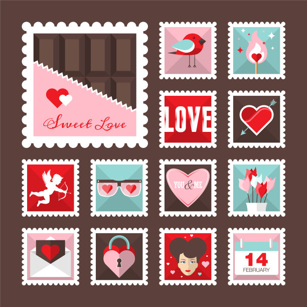 情人节爱的邮票图片下载