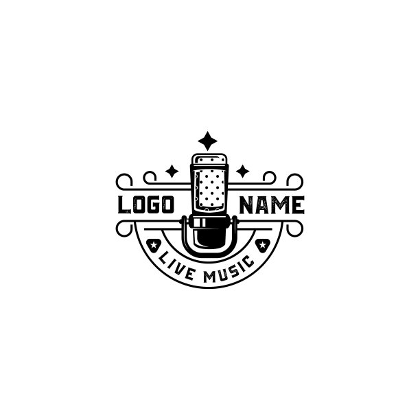 麦克风标志设计音乐播客的标志图片下载