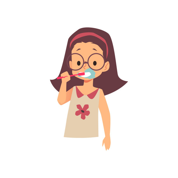 小女孩刷牙卡通平图片下载