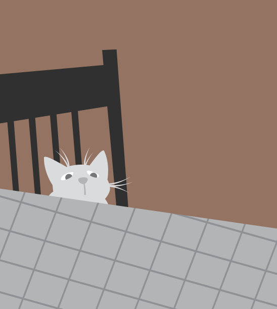 悲伤的白猫看着一张空桌子图片下载