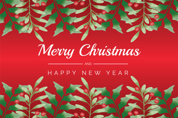 水彩圣诞和新年花圈图片下载