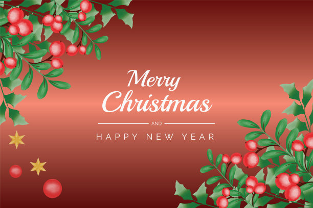 水彩圣诞和新年花圈图片下载