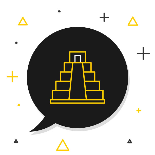 线条奇琴伊察在玛雅图标孤立在白色图片下载