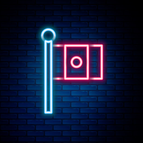 发光的霓虹灯线墨西哥国旗在旗杆图标图片下载