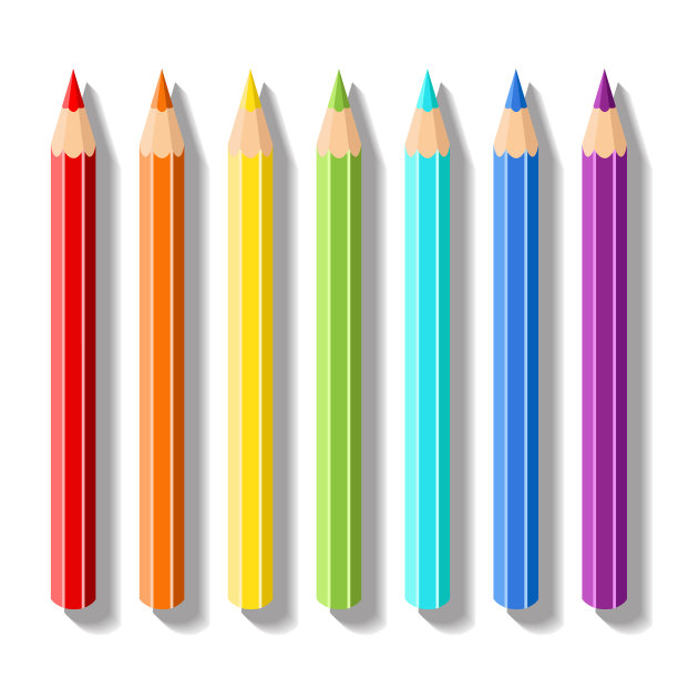 设置现实的彩色铅笔彩虹铅笔图片下载