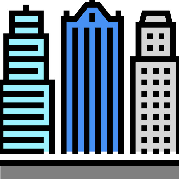 摩天楼商务中心大楼彩色图标图片下载