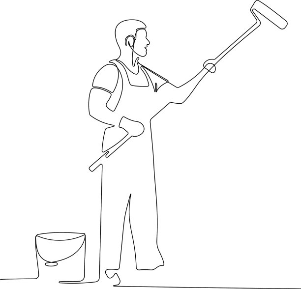 人的手拿着油漆刷和油漆罐图片下载