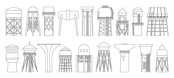 水塔轮廓设置图标图片下载