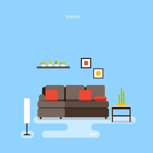 客厅。室内采用深色色调。图片下载