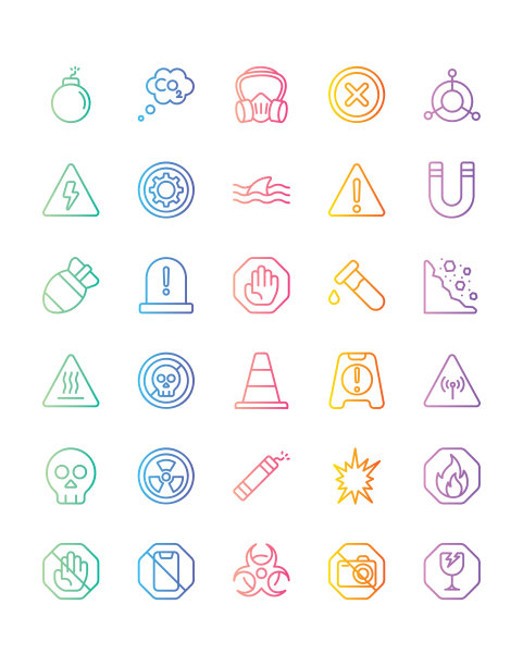 危险图标设置30孤立在白色背景图片下载