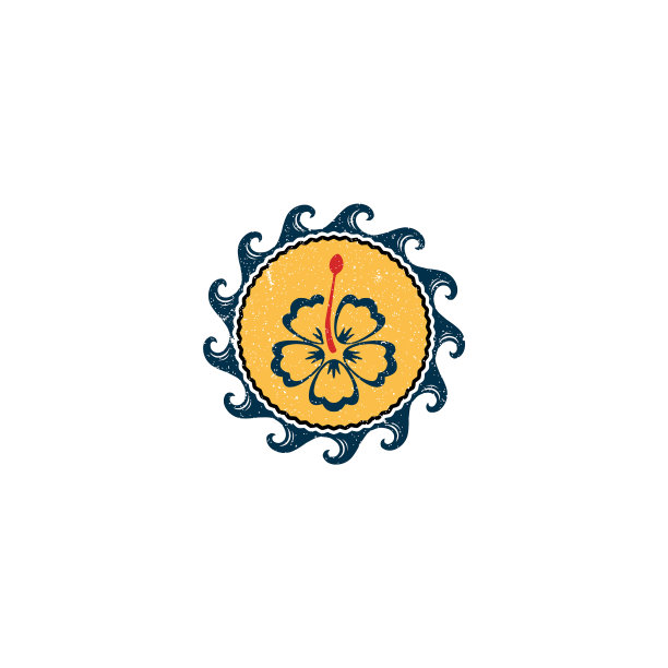 抽象花在波圈标志图片下载