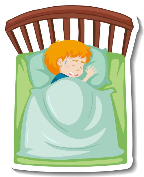 一个发烧的男孩在毯子里瑟瑟发抖图片下载