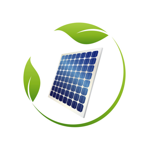 植物叶子中的太阳能电池板。圆矢量标志图片下载
