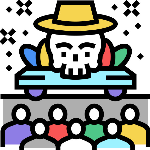 亡灵节庆祝游行彩色图标图片下载