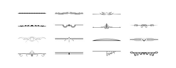 设置黑色简单线条集合涂鸦边界元素矢量设计风格草图孤立插图横幅图片下载