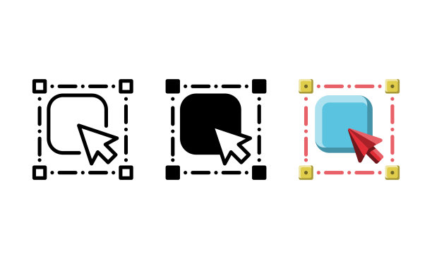 选择框的图标。具有轮廓、字形和平面样式图片下载