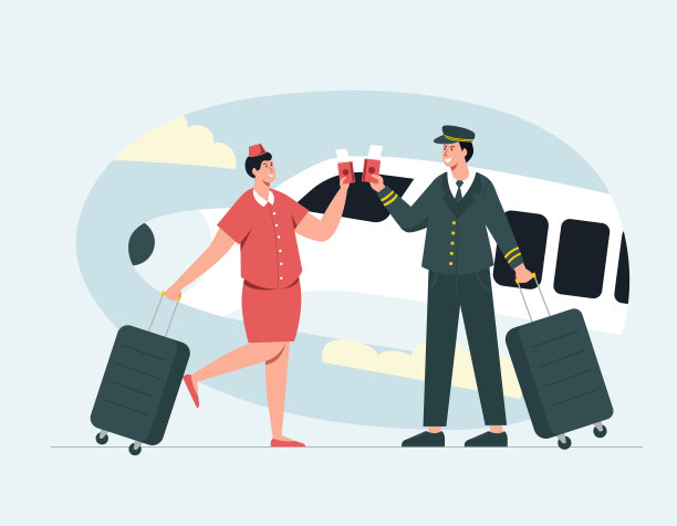 机长和空中小姐准备把飞机飞往各个国家。图片下载