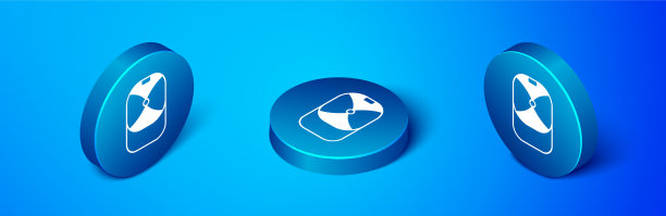 等距棒球帽图标孤立在蓝色图片下载