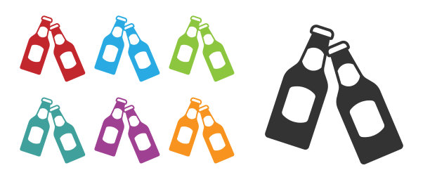 黑色啤酒瓶图标孤立在白色图片下载