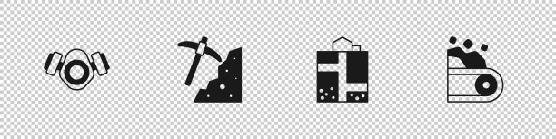 设置防毒面具，十字镐矿井入口和输送机图片下载