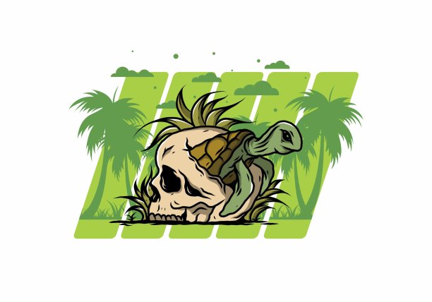 骷髅图中的海龟图片下载