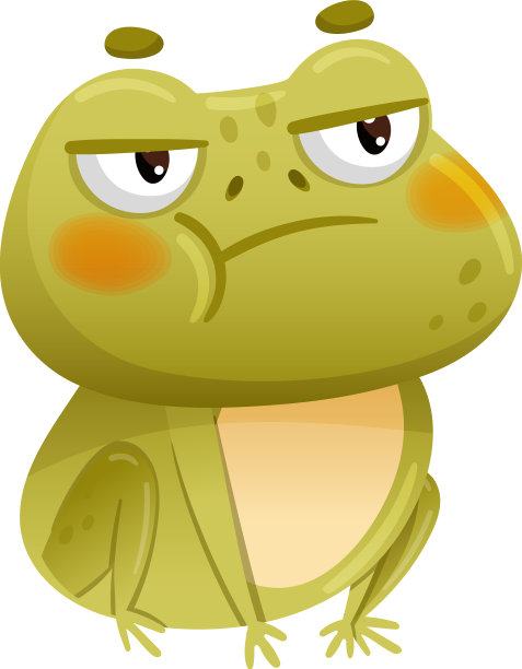 可爱有趣的脾气暴躁的青蛙绿蛤蟆卡通图片下载