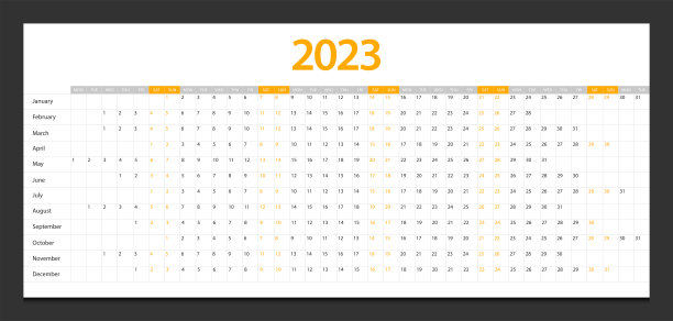 日历2023周周一开始企业设计策划人模板。图片下载