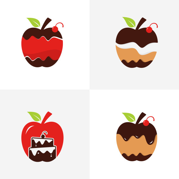 一套烘焙苹果蛋糕logo设计模板图片下载