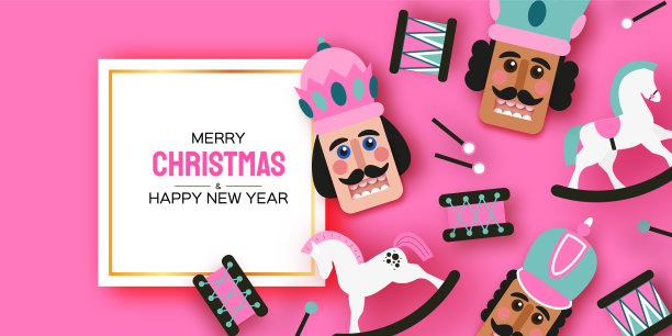 粉红糖胡桃夹子鼓摇马快乐图片下载