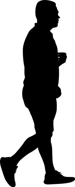 白色背景上一个行走的人的剪影图片下载