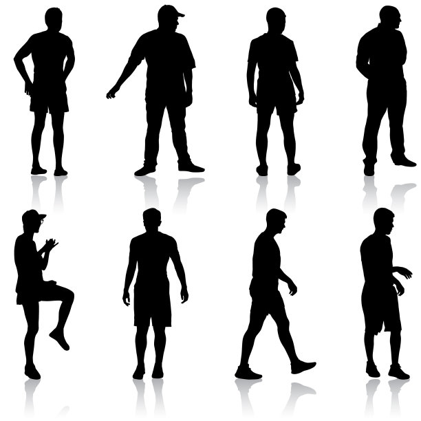 一群人站在白色的剪影上图片下载