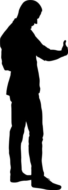 白色背景上一个行走的人的剪影图片下载