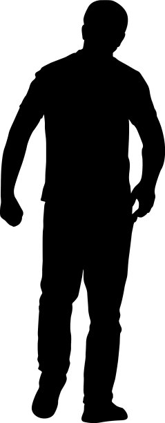 白色背景上一个行走的人的剪影图片下载