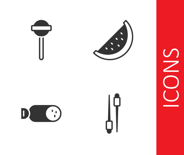 设置食物筷子、棒棒糖、腊肠和图片下载