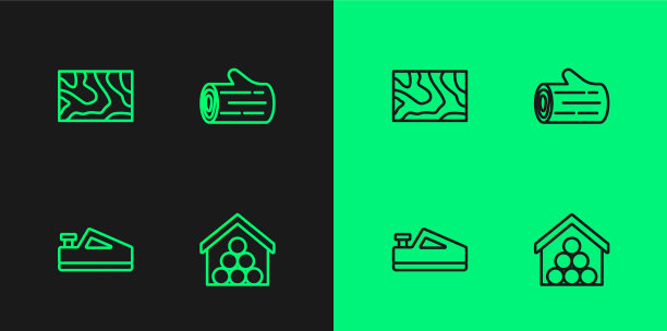 设置线条原木平面工具梁和图标图片下载