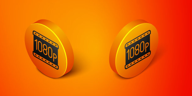 等距全高清1080p图标孤立在橙色图片下载