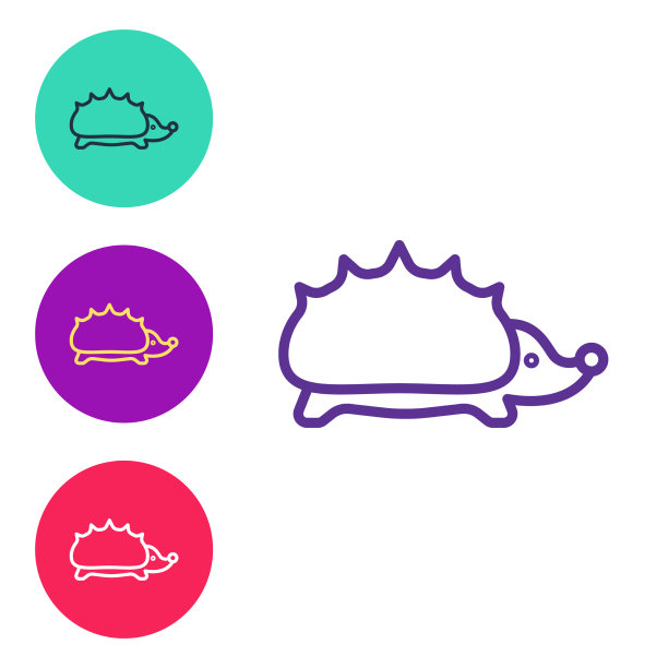 设置线刺猬图标孤立在白色图片下载